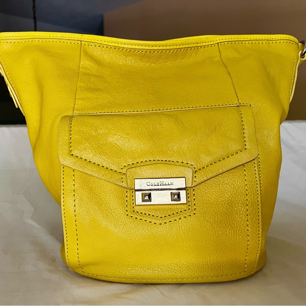 Cole Haan Yellow Leather Shoulder Bag with Modern Design